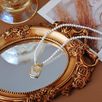 Pearl Beaded Butterfly Pendant Necklace