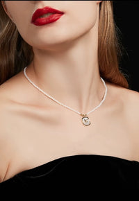 Pearl Beaded Butterfly Pendant Necklace