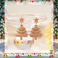 Pink Pearl Christmas Tree Earrings – Sparkling Holiday Statement