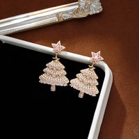 Pink Pearl Christmas Tree Earrings – Sparkling Holiday Statement