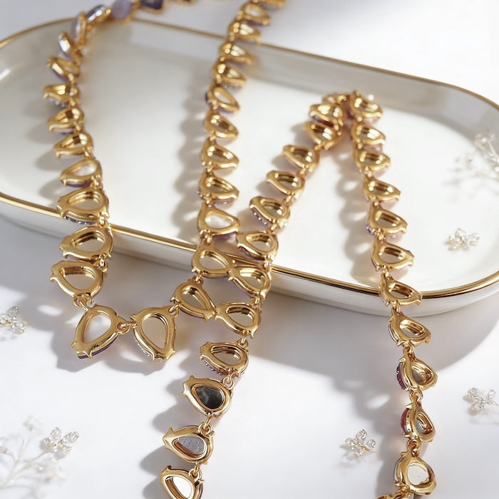 Chunky Vintage Pink Crystal Statement Necklace