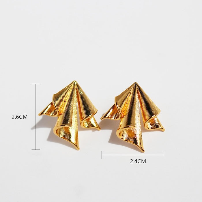 Paper Plane Design Golden Earrings