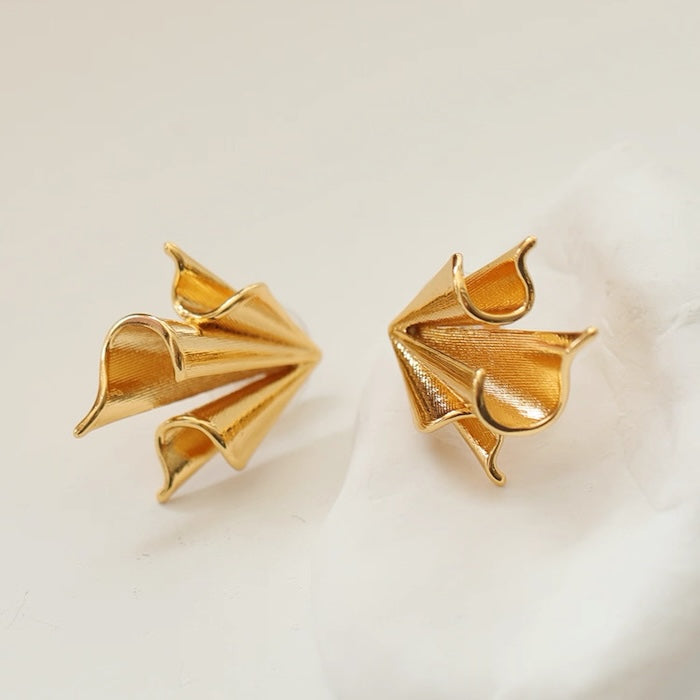 Paper Plane Design Golden Earrings
