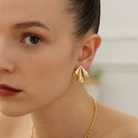 Paper Plane Design Golden Earrings
