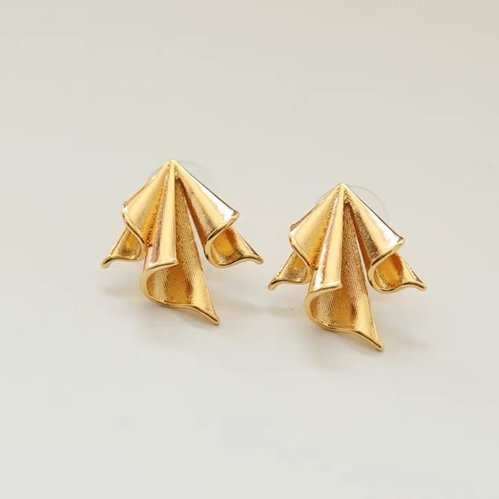 Paper Plane Design Golden Earrings