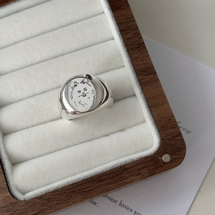 Pomeranian Dog Signet Ring