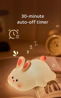 Cute Rabbit Night Lamp – Soft Silicone Rechargeable Baby Light
