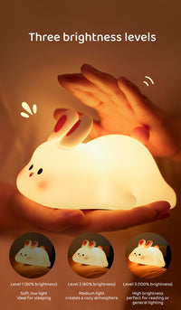 Cute Rabbit Night Lamp – Soft Silicone Rechargeable Baby Light