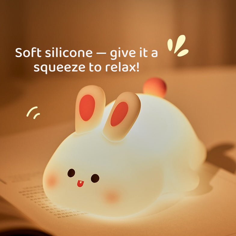 Cute Rabbit Night Lamp – Soft Silicone Rechargeable Baby Light