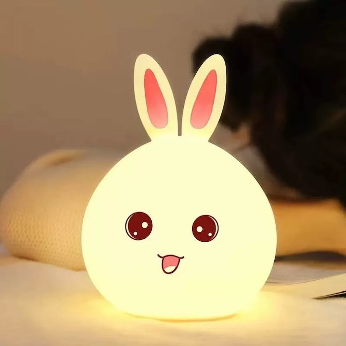 Cute Rabbit Night Lamp – Soft Silicone Rechargeable Baby Light