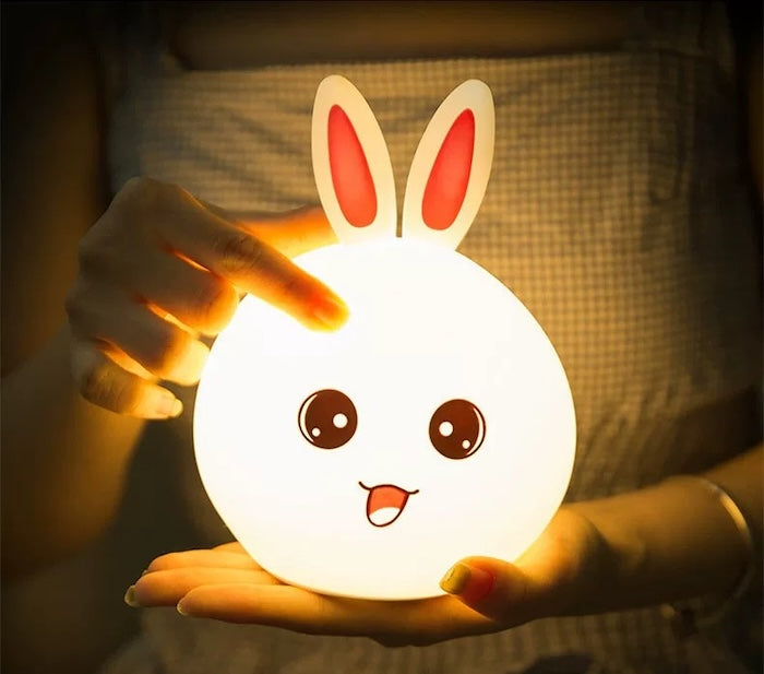 Cute Rabbit Night Lamp – Soft Silicone Rechargeable Baby Light