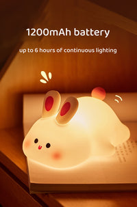 Cute Rabbit Night Lamp – Soft Silicone Rechargeable Baby Light