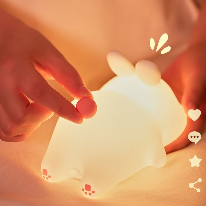 Cute Rabbit Night Lamp – Soft Silicone Rechargeable Baby Light