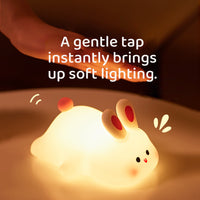 Cute Rabbit Night Lamp – Soft Silicone Rechargeable Baby Light