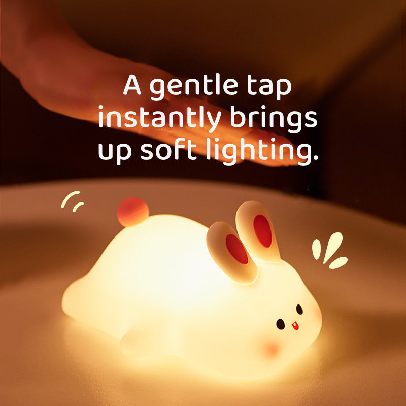 Cute Rabbit Night Lamp – Soft Silicone Rechargeable Baby Light