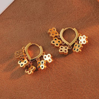Rainbow Four-Leaf Lucky Flower Stone Drop Earrings
