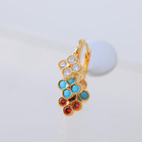 Rainbow Four-Leaf Lucky Flower Stone Drop Earrings
