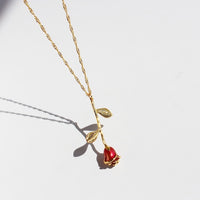 Romantic Red Rose Necklace and Earrings