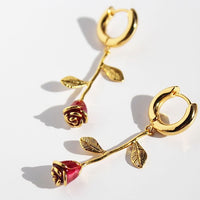 Romantic Red Rose Necklace and Earrings