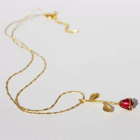 Romantic Red Rose Necklace and Earrings