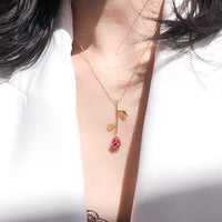 Romantic Red Rose Necklace and Earrings