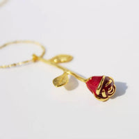 Romantic Red Rose Necklace and Earrings