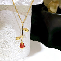 Romantic Red Rose Necklace and Earrings