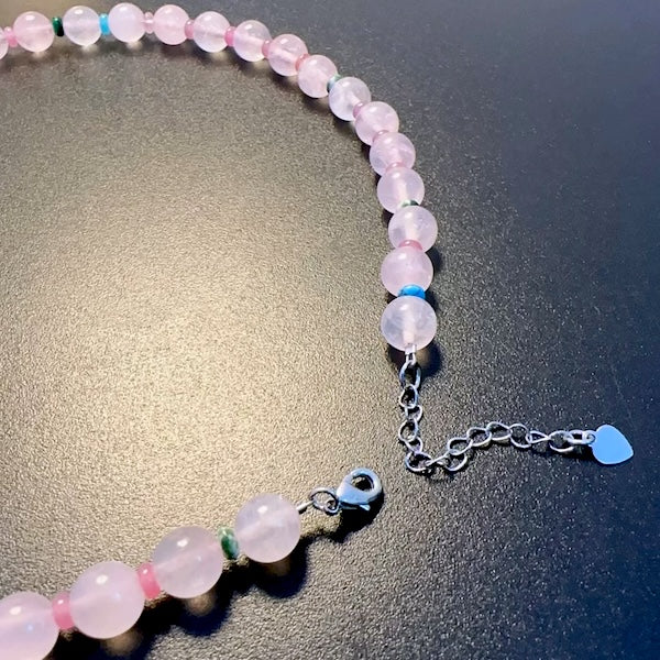 Rose Quartz Crystal Dopamine Beaded Necklace