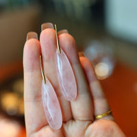 Minimalist Rose Quartz Crystal Waterdrop Formed Earrings