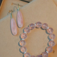 Minimalist Rose Quartz Crystal Waterdrop Formed Earrings