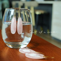 Minimalist Rose Quartz Crystal Waterdrop Formed Earrings