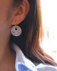 Minimalist Round Clear Quartz Crystal Earrings