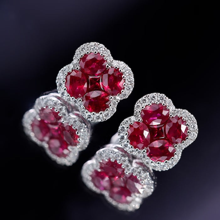 Vivid Ruby Flower Jewelry Set