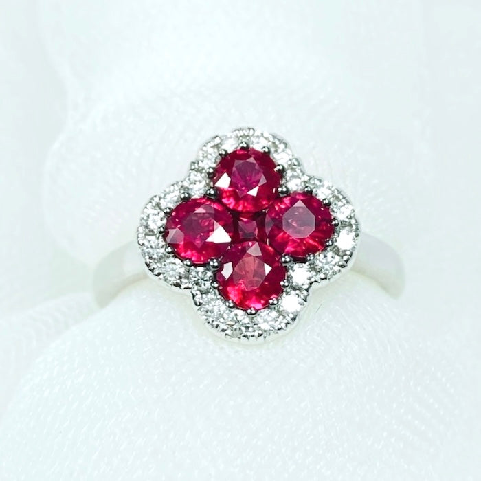 Vivid Ruby Flower Jewelry Set