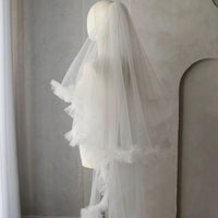 Raffle Trim Cathedral Length Bridal Veil