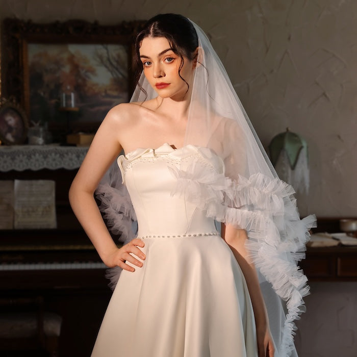 Raffle Trim Cathedral Length Bridal Veil