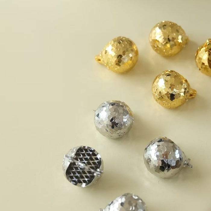Shimmering Ice Ball Earrings-Gold n Silver
