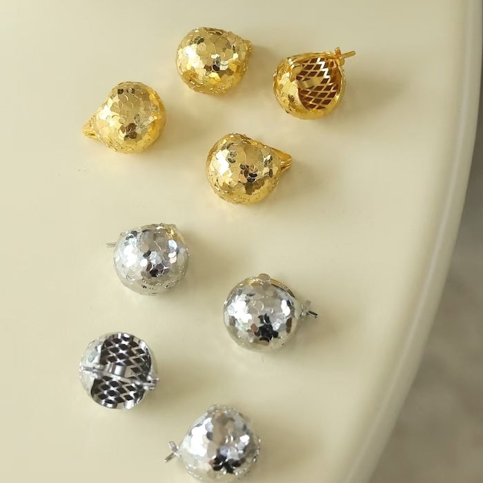 Shimmering Ice Ball Earrings-Gold n Silver