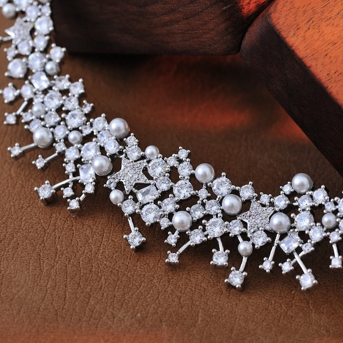 Bridal Shining Star Necklace & Earrings Set