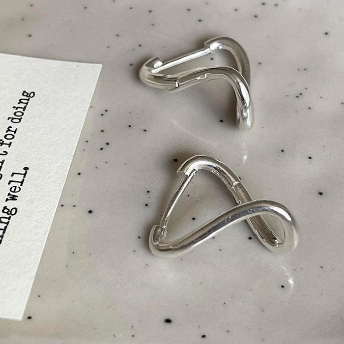 Sterling Silver Geometric Loop Earrings-One Pair