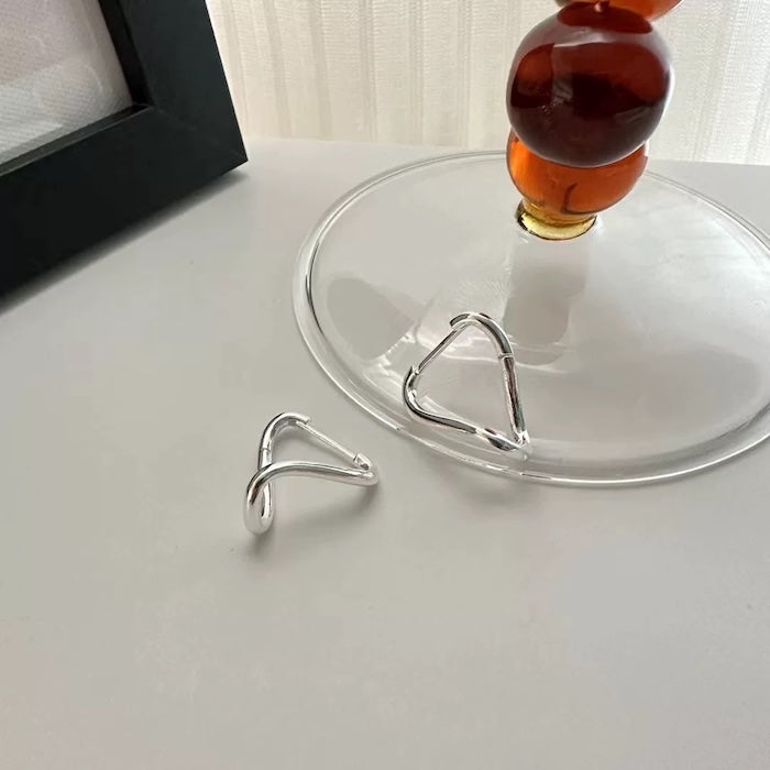 Sterling Silver Geometric Loop Earrings-One Pair