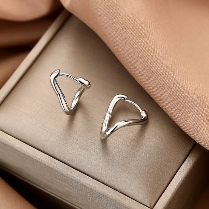 Sterling Silver Geometric Loop Earrings-One Pair