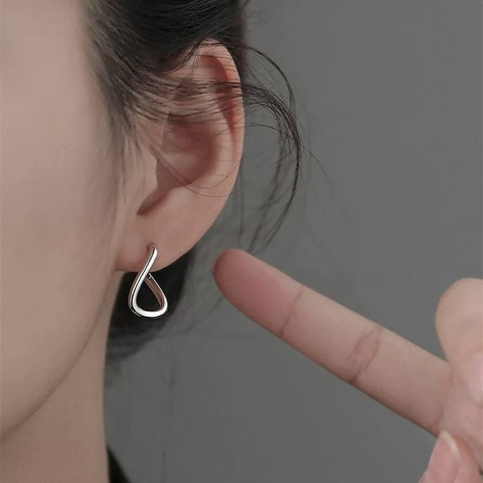 Sterling Silver Geometric Loop Earrings-One Pair