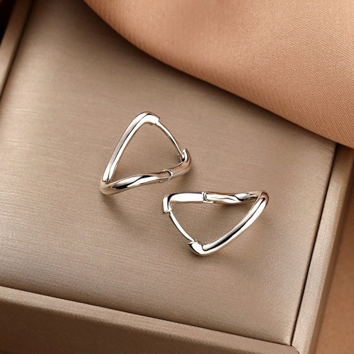 Sterling Silver Geometric Loop Earrings-One Pair
