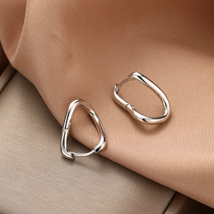 Sterling Silver Geometric Loop Earrings-One Pair