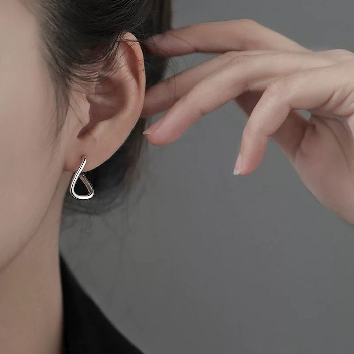 Sterling Silver Geometric Loop Earrings-One Pair