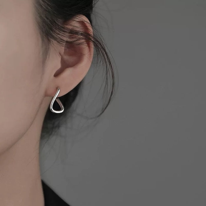 Sterling Silver Geometric Loop Earrings-One Pair