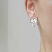 Silver Blooming Orchid Earrings with Pearl