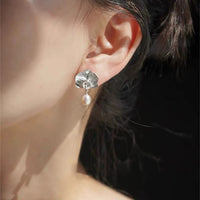Silver Blooming Orchid Earrings with Pearl
