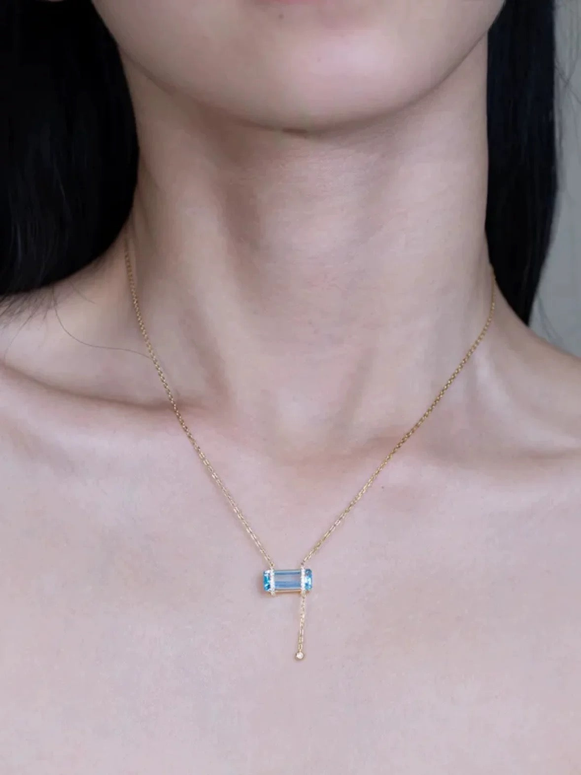 Sky Blue Ice Sugar Bar necklace